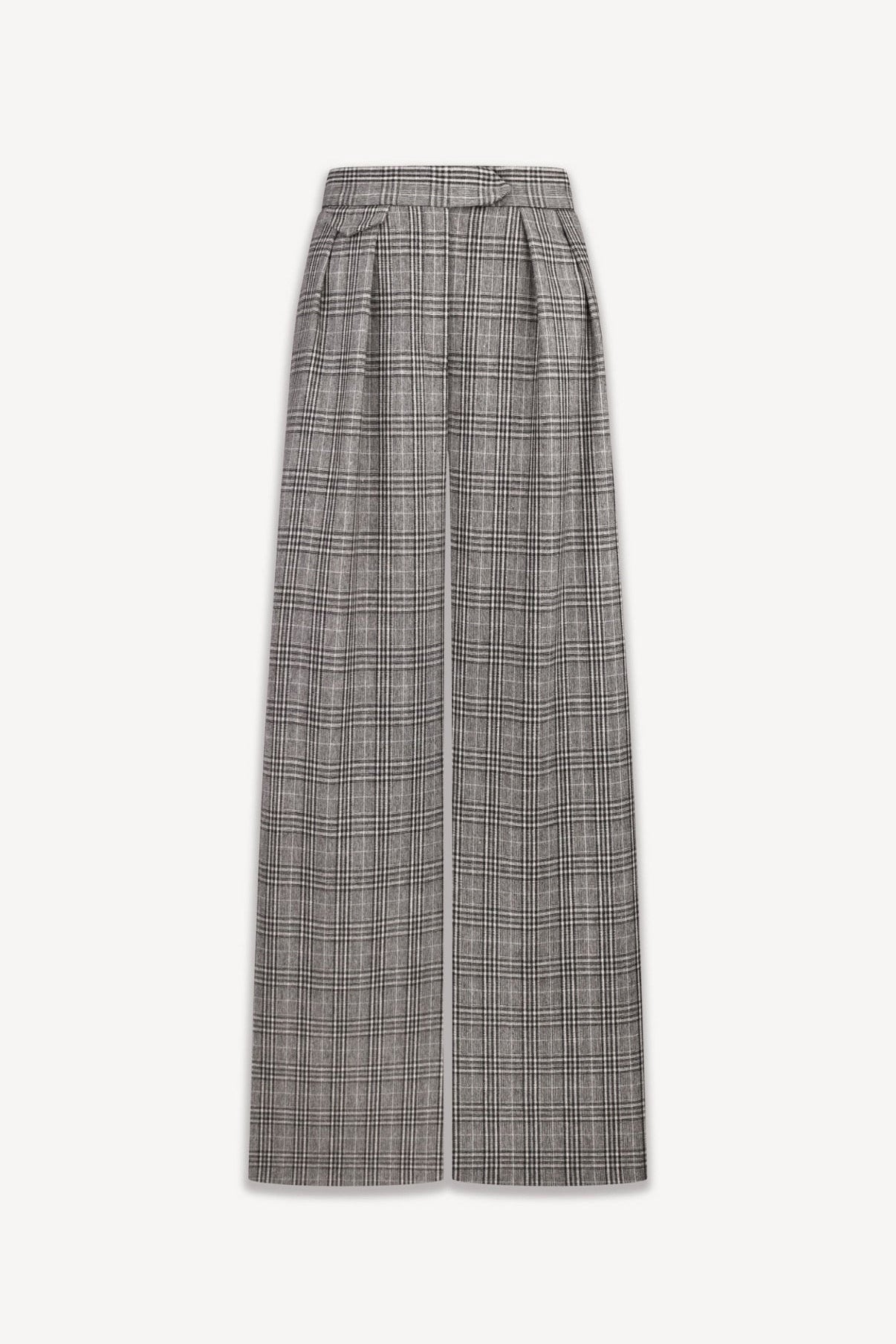 Palazzo Trousers in checked wool