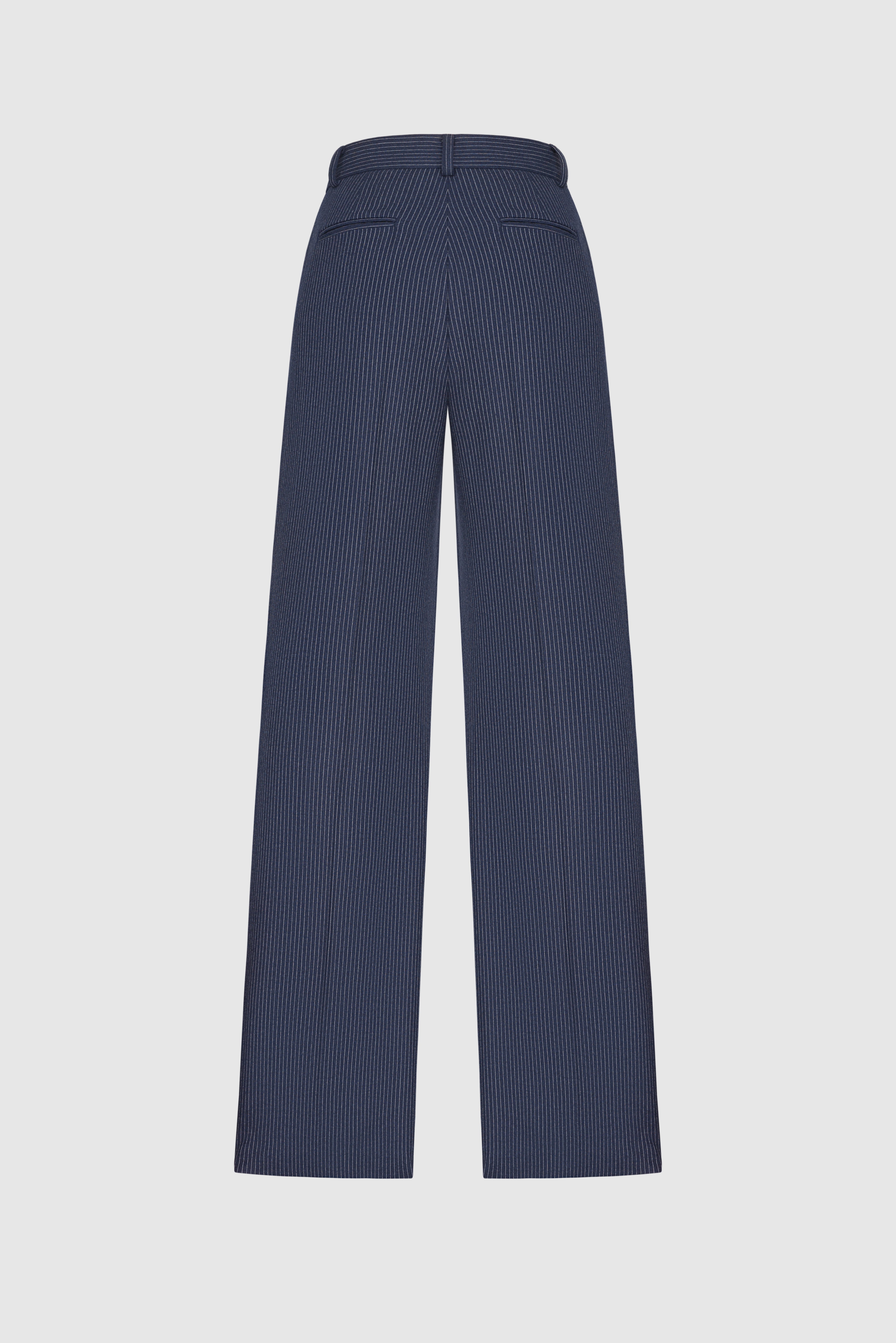 Wide trousers in striped wool