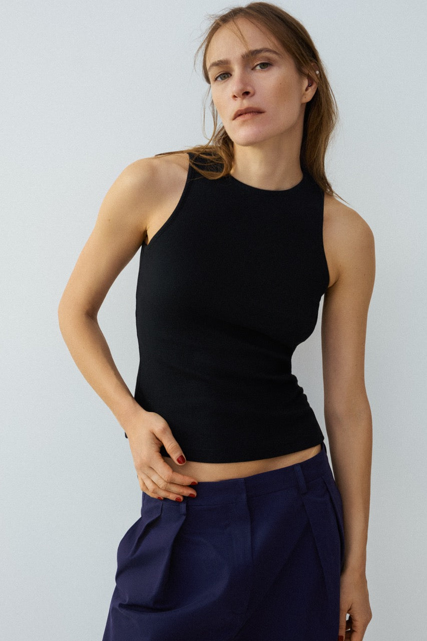 Tank top in ribbed cotton
