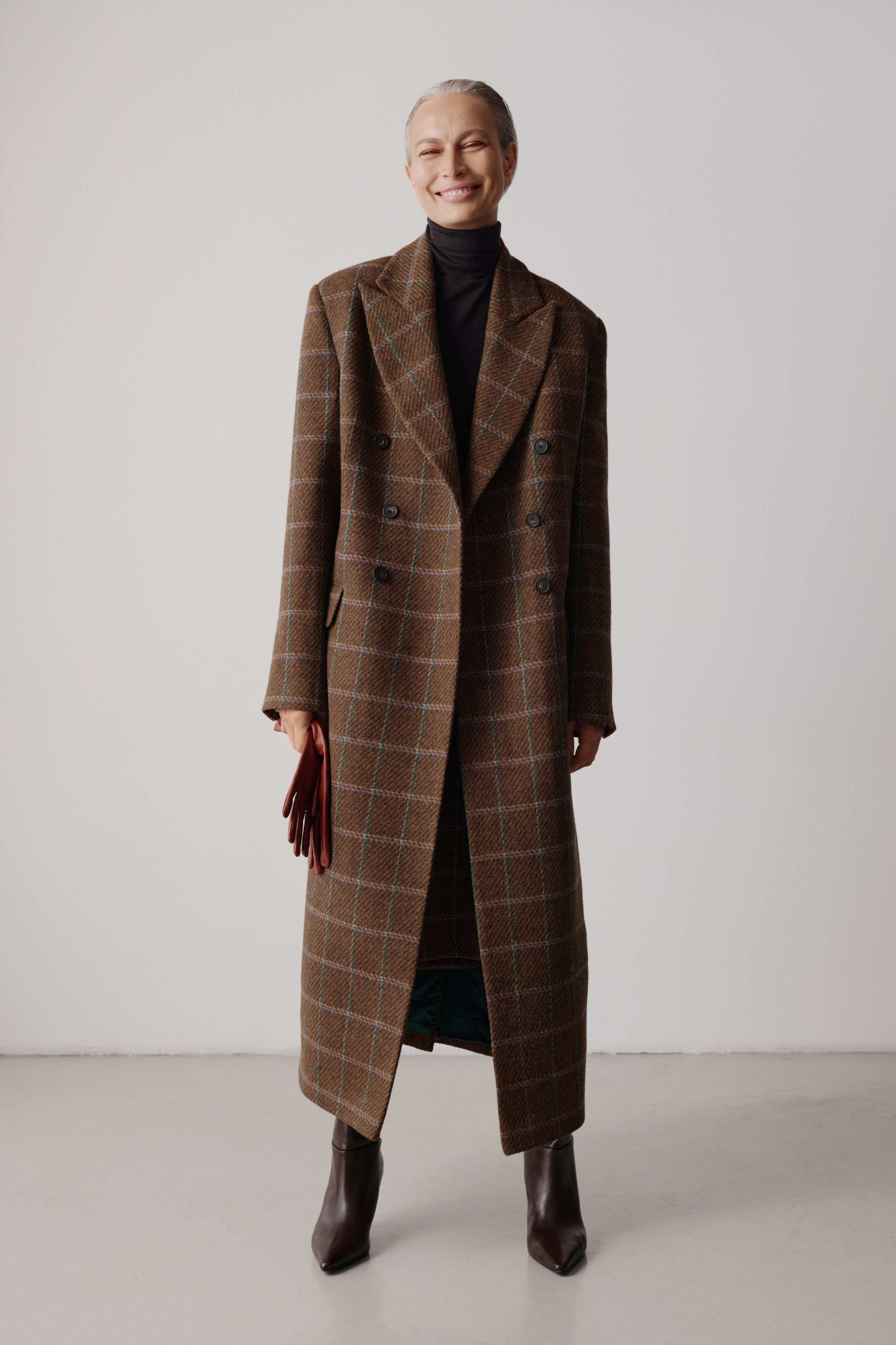Alma coat in checked wool