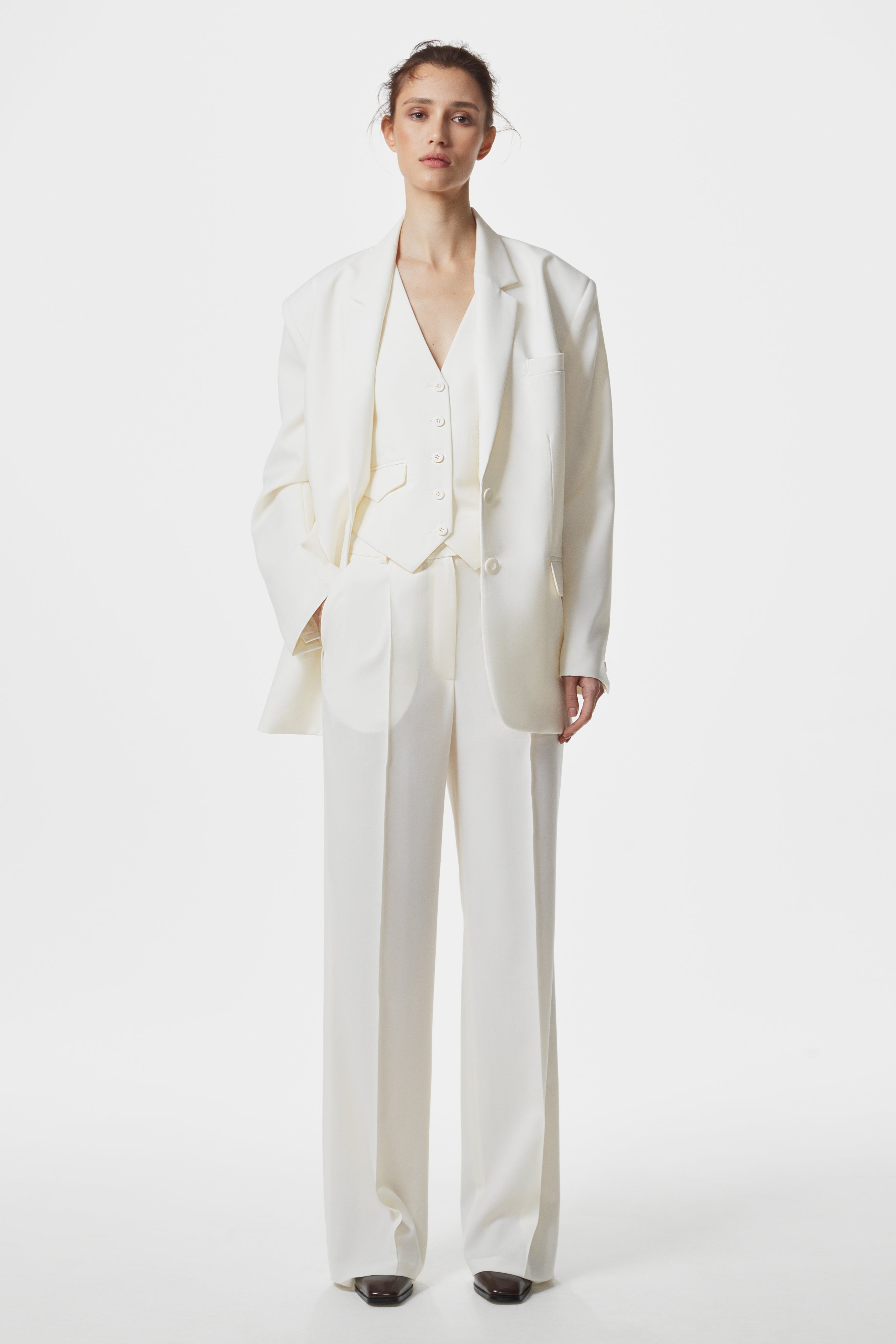 Straight Trousers in flannel wool