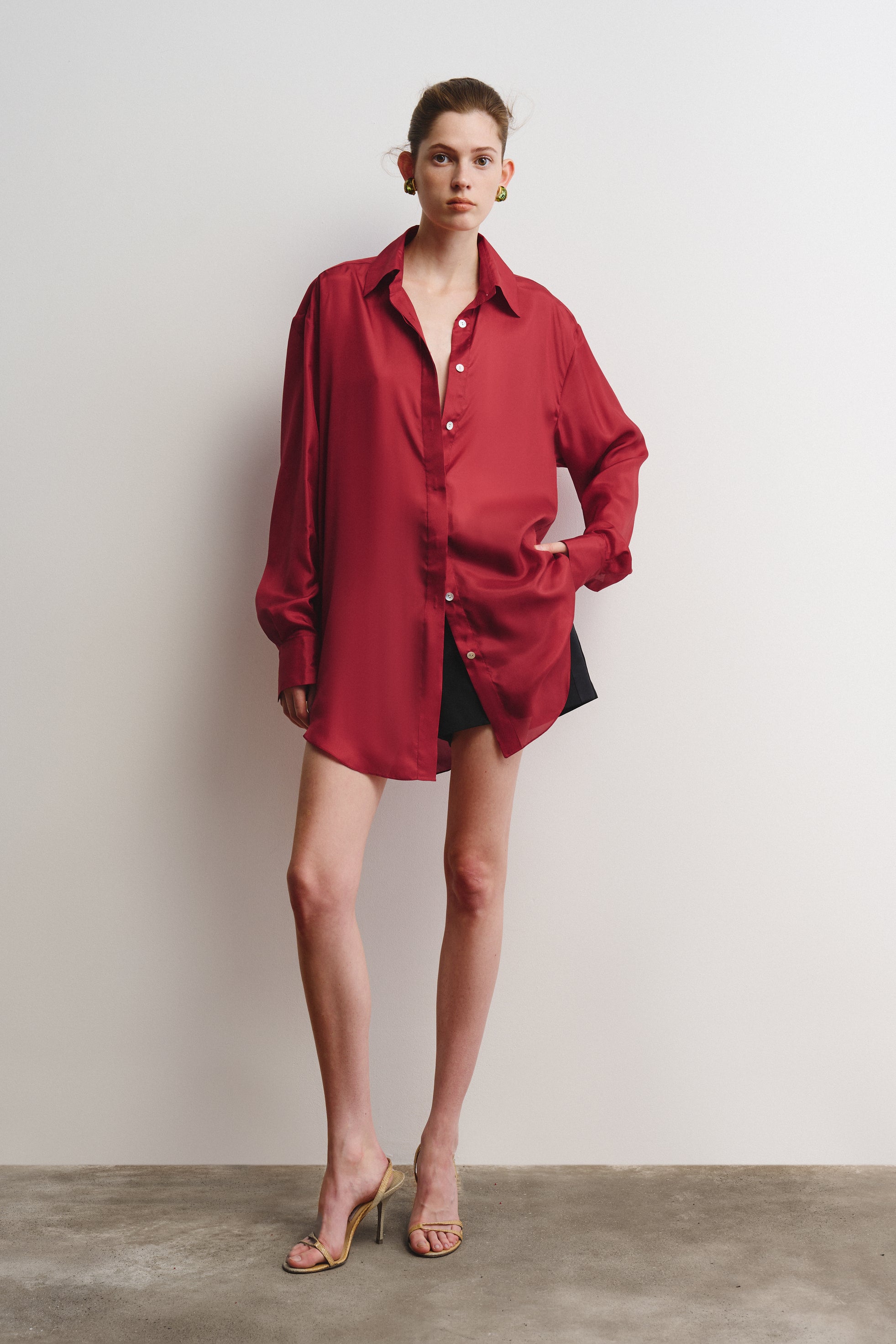 Ava long shirt in silk